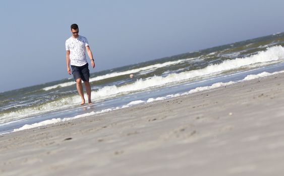 Dutch man on a beach - Selective focus