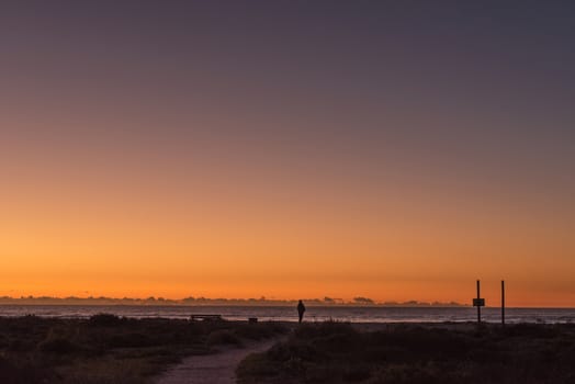 Sunset over the Atlantic Ocean at Dwarskersbos in the Western Cape Province