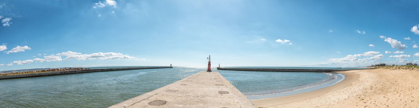 Panorama of the entrance to the harbor in the mouth of the Berg River in Laaiplek in the Western Cape Province of South Africa