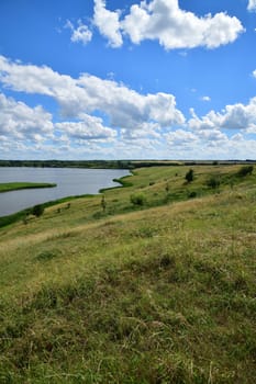 summer rural landscape with a lake