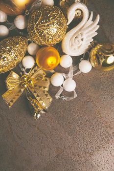 Sparkling Christmas 2019 background with golden and white decor