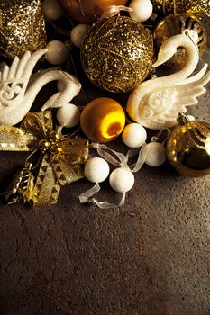 Sparkling Christmas 2019 background with golden and white decor