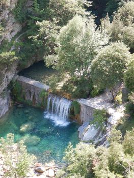 A waterfall in the Rio Barbaira stream along the Nervia Valley, Rocchetta Nervina, Liguria - Italy