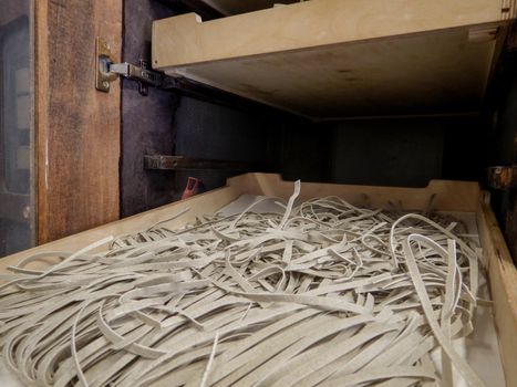 Tajarin with hemp flour preparation: typical pasta of Piedmont, Italy