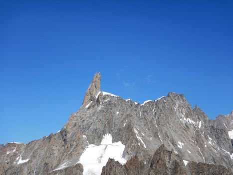 Panoramic view of the Mont Blanc Massif: tooth of the Giant
