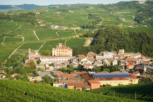 The Langhe hills with the town of Barolo, Piedmont - Italy