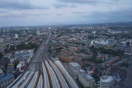 Railroad tracks seen from the skyscraper "The Shard", London