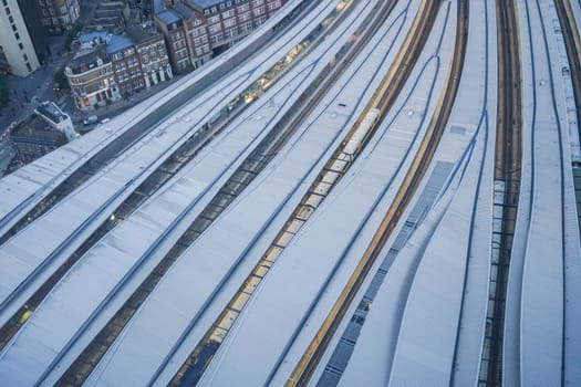 Railroad tracks seen from the skyscraper "The Shard", London