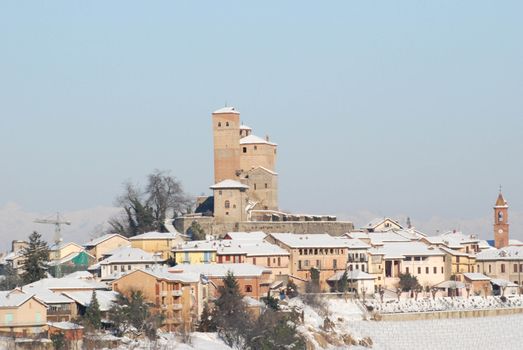 View of the castle of Serralunga of Alba, Piedmont - Italy