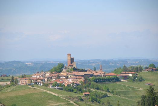 View of Serralunga of Alba with the Castle, Piedmont - Italy