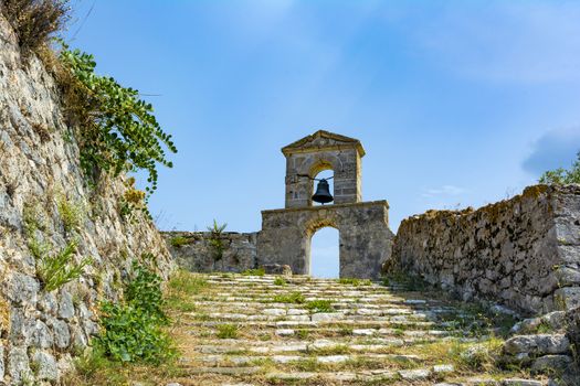 Orthodox chapel in the Venetian castle of Agia Maura at the Greek island of Lefkada. The original building of the castle of Agia Mavra was constructed in 1300.