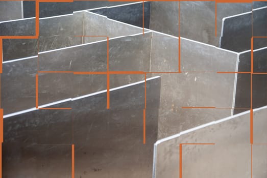 Metal labyrinth with tile pattern as a template