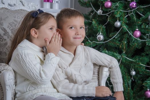 Girl whispered to her brother what to ask for Santa Claus