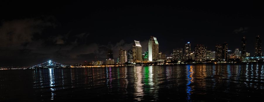 an amazing view of San Diego skyline in the night.