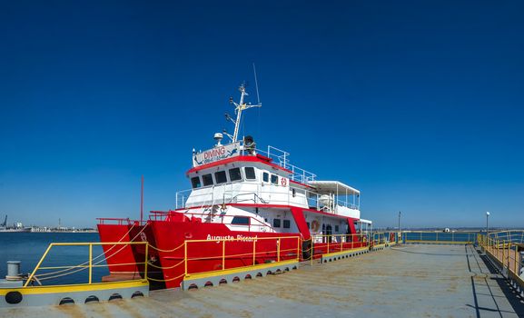 Odessa, Ukraine - 09.19.2018. Panoramic view of Yacht parking and seaport of Odessa, Ukraine in a summer sunny day