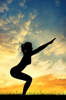 illustration of yoga pose at sunset