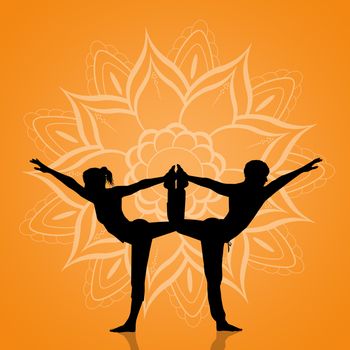 illustration of yoga couple pose