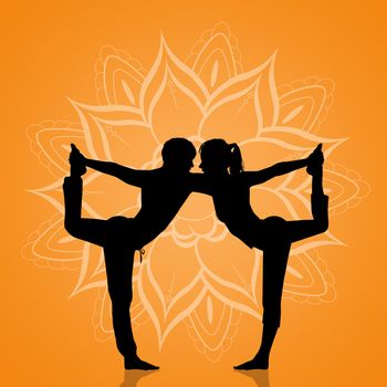 illustration of yoga couple pose