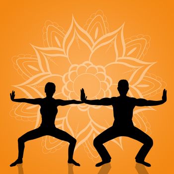 illustration of yoga couple pose