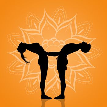 illustration of yoga couple pose