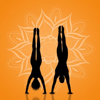 illustration of yoga couple pose