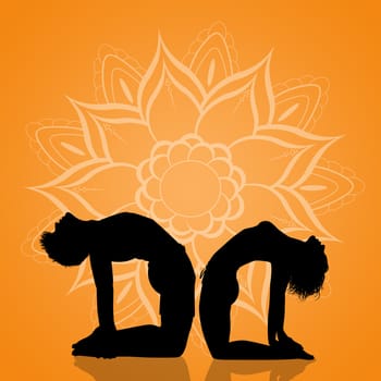 illustration of yoga couple pose
