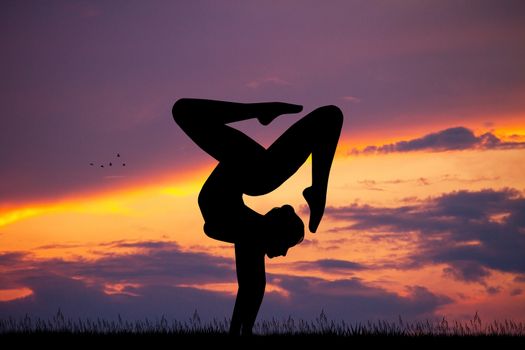 illustration of contortion at sunset