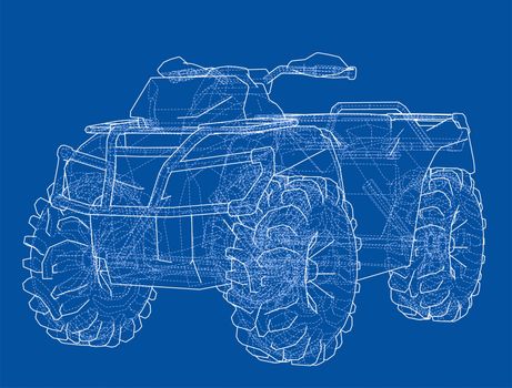 ATV quadbike concept outline. Wire-frame style. 3d illustration