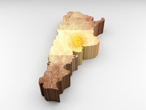 3d textured Argentina map with an argentinian flag