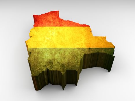 Bolivia 3d textured map with Bolivian flag on white background