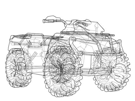 ATV quadbike concept outline. Wire-frame style. 3d illustration