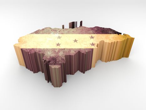 3d textured Honduras map with Honduran flag on white background