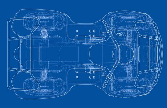 ATV quadbike concept outline. Wire-frame style. 3d illustration