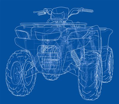 ATV quadbike concept outline. Wire-frame style. 3d illustration