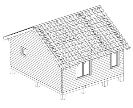 Sketch of small house. Wire-frame style. 3d illustration