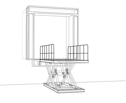 Dock leveler concept. 3d illustration. Wire-frame style