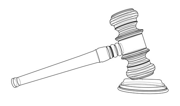 3D outline gavel. 3d illustration. Wire-frame style