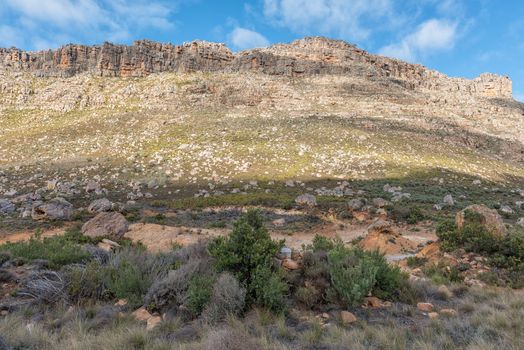Position of the destroyed Boer War blockhouse at the top of the Uitkyk Pass in the Cederberg Mountains in the Western Cape of South Africa