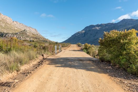 Water level indicators at Uitskietdrif in Tonteldoekkloof on the Algeria to Dwarsrivier road in the Cederberg Mountains in the Western Cape of South Africa