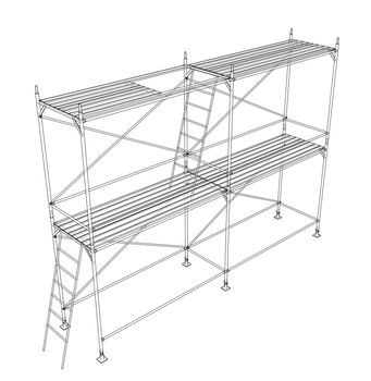 3D outline scaffold. 3d illustration. Wire-frame style