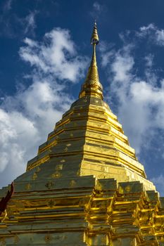 Shwedagon Pagoda of Wat Phrathat Doi Suthep in Chiang Mai, Thailand.