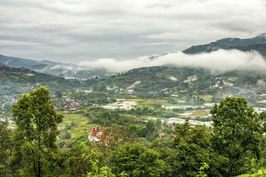 The cloudy Doi Suthep Mountain in Chiang Mai, Thailand.