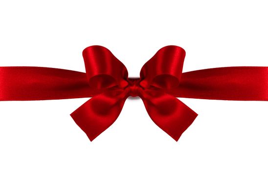 Red gift bow isolated on white background
