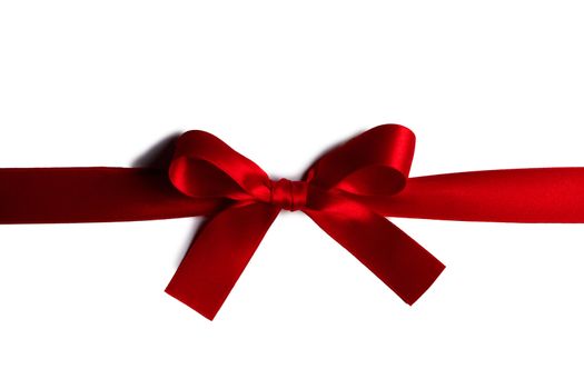Red gift bow isolated on white background