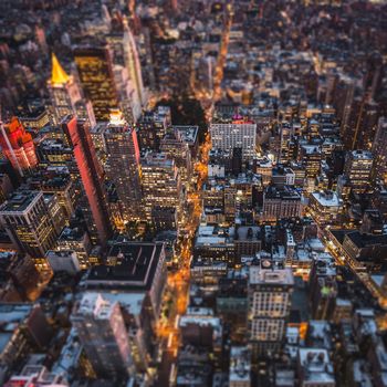 Top view of New York City, Tilt and Shift Blur