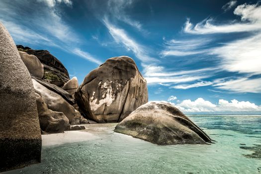 Beautiful beach Anse Source D'argent in Praslin, Seychelles