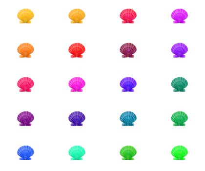 Bright colorful pattern background of multicolred shells rainbow grid