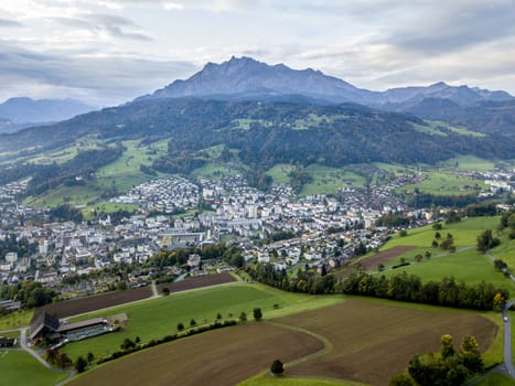 the bird's eye view of the Littau town in Lucerne, Switzerland.