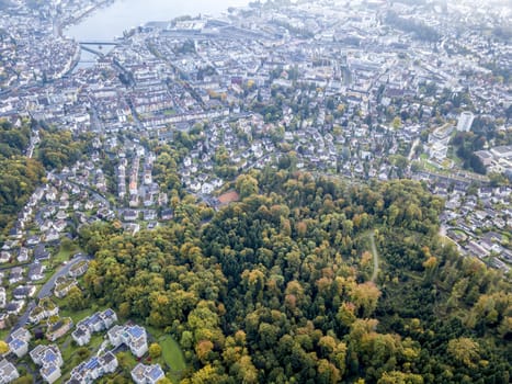 the bird's eye view of the Lucerne city in Switzerland.