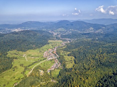 the bird's eye view of the MALSCHBACH town of Germany in September 2017.